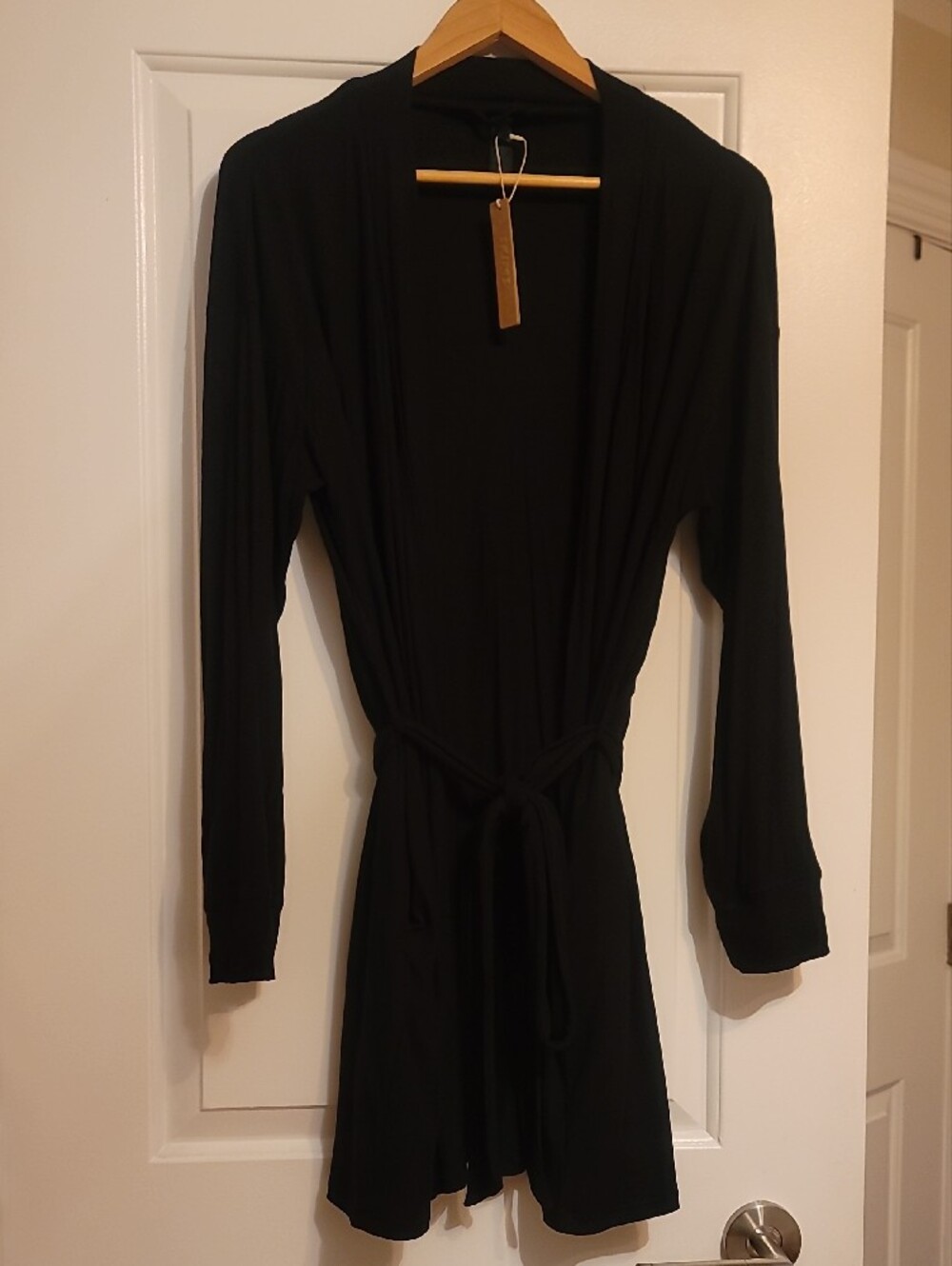SKIMS Black Ribbed Short Robe - Picture 2 of 6